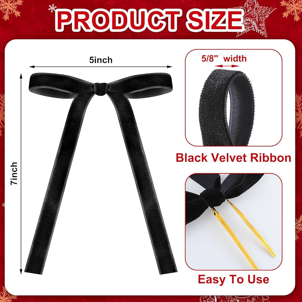 24 Pcs Velvet Christmas Bows for Christmas Tree Rustic Crafts Gift Bows Vintage Velvet Ribbon Bow... | Amazon (US)