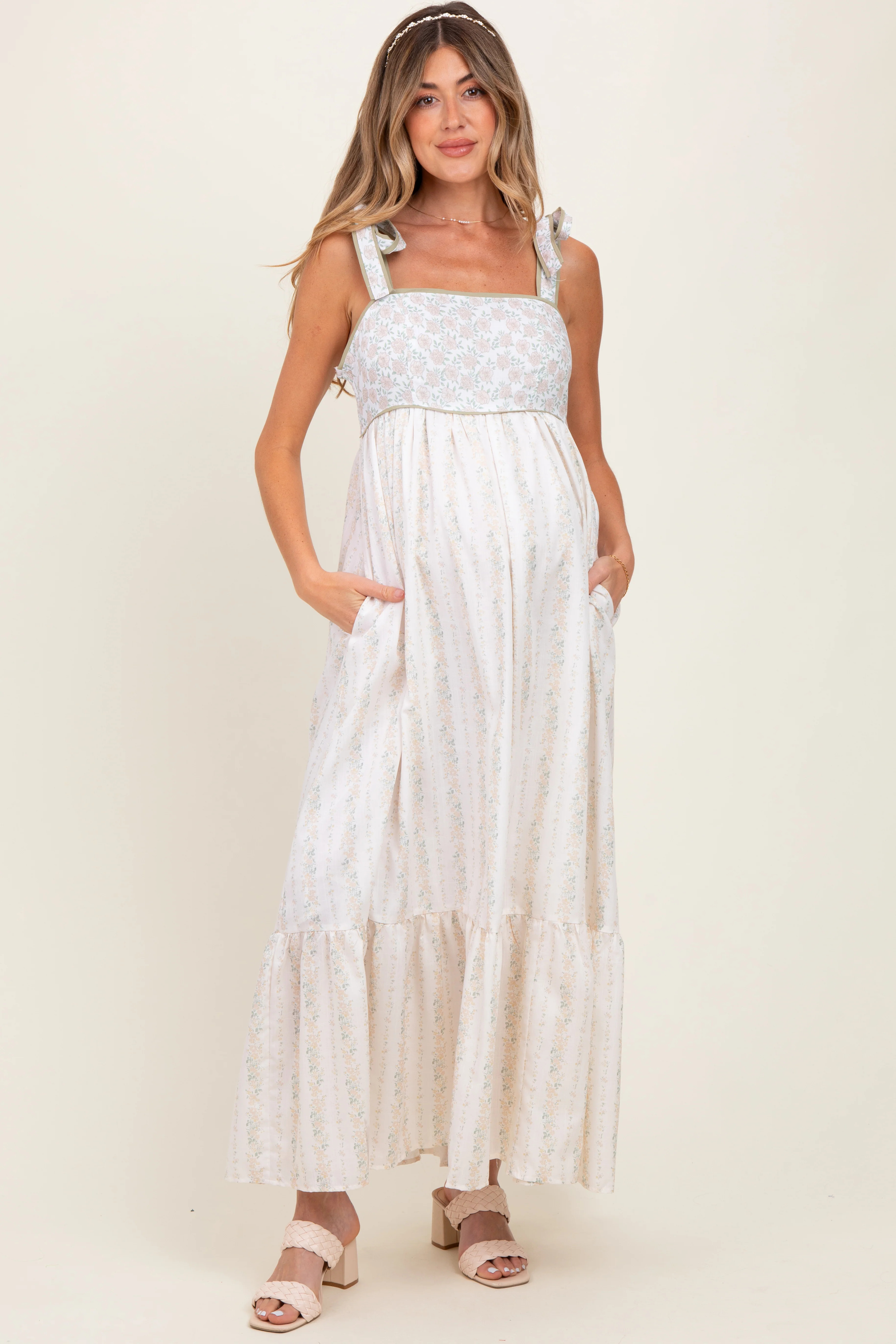 Peach Floral Cotton Maternity Dress | PinkBlush Maternity