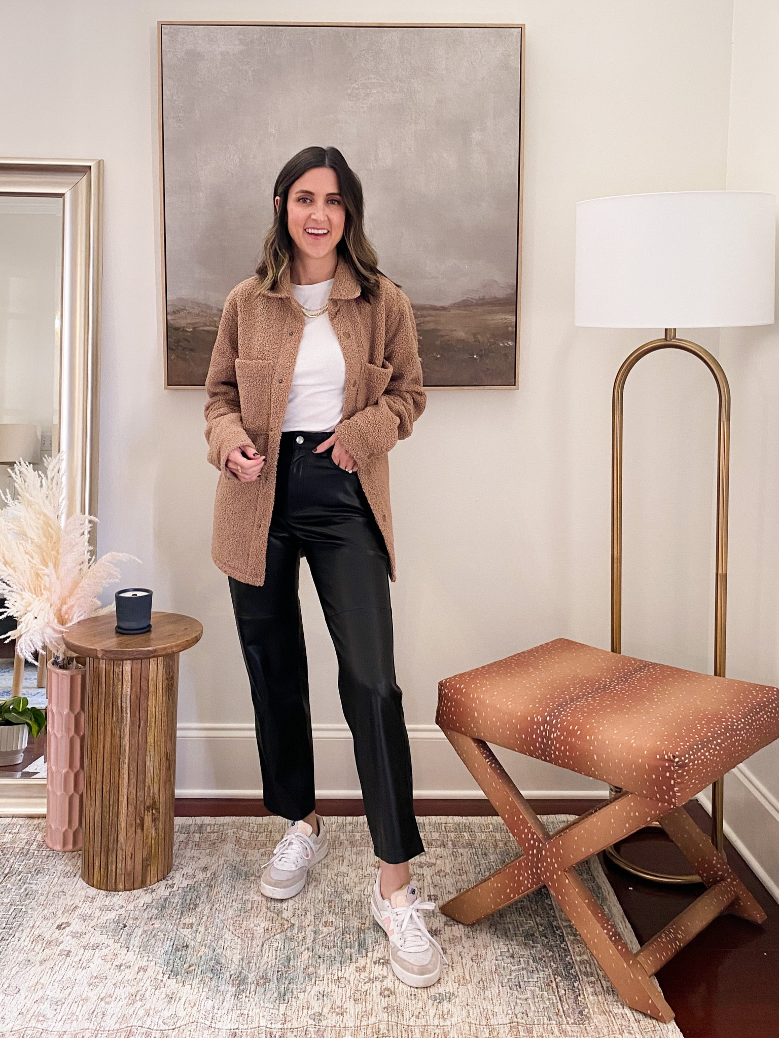 How to Style Leather Pants! Mango leather pants. Leather pants with sneakers. Amazon sherpa jacket  

#LTKunder100 #LTKstyletip