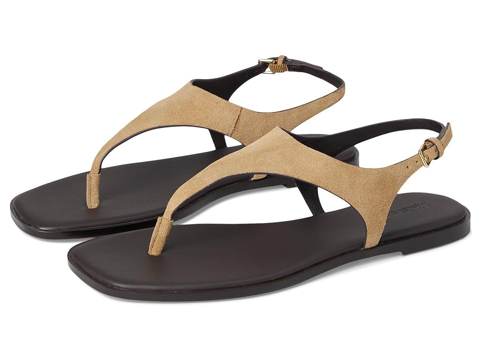 Madewell The Kira Covered Thong Sandal Women's Wedge Shoes Tawny Khaki : 7 M, Leather | Zappos