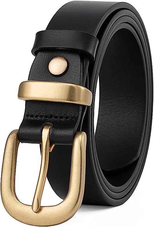 wolksprong Womens Belts for Jeans 1.1" Width Ladies Belts for Dresses Full Grain Leather Gold Buc... | Amazon (US)