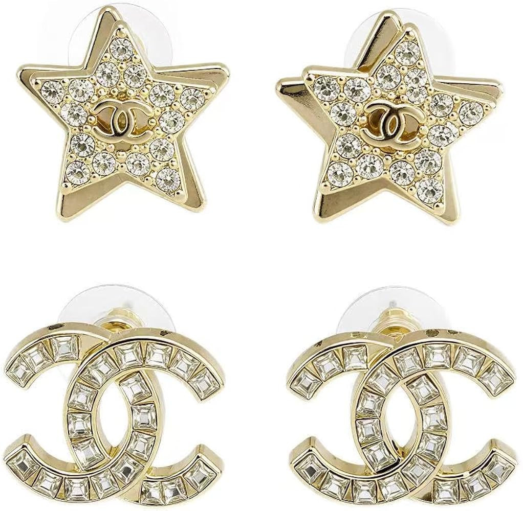 Crystal Rhinestone Star and Stud Earrings, Gold Tone | Amazon (US)