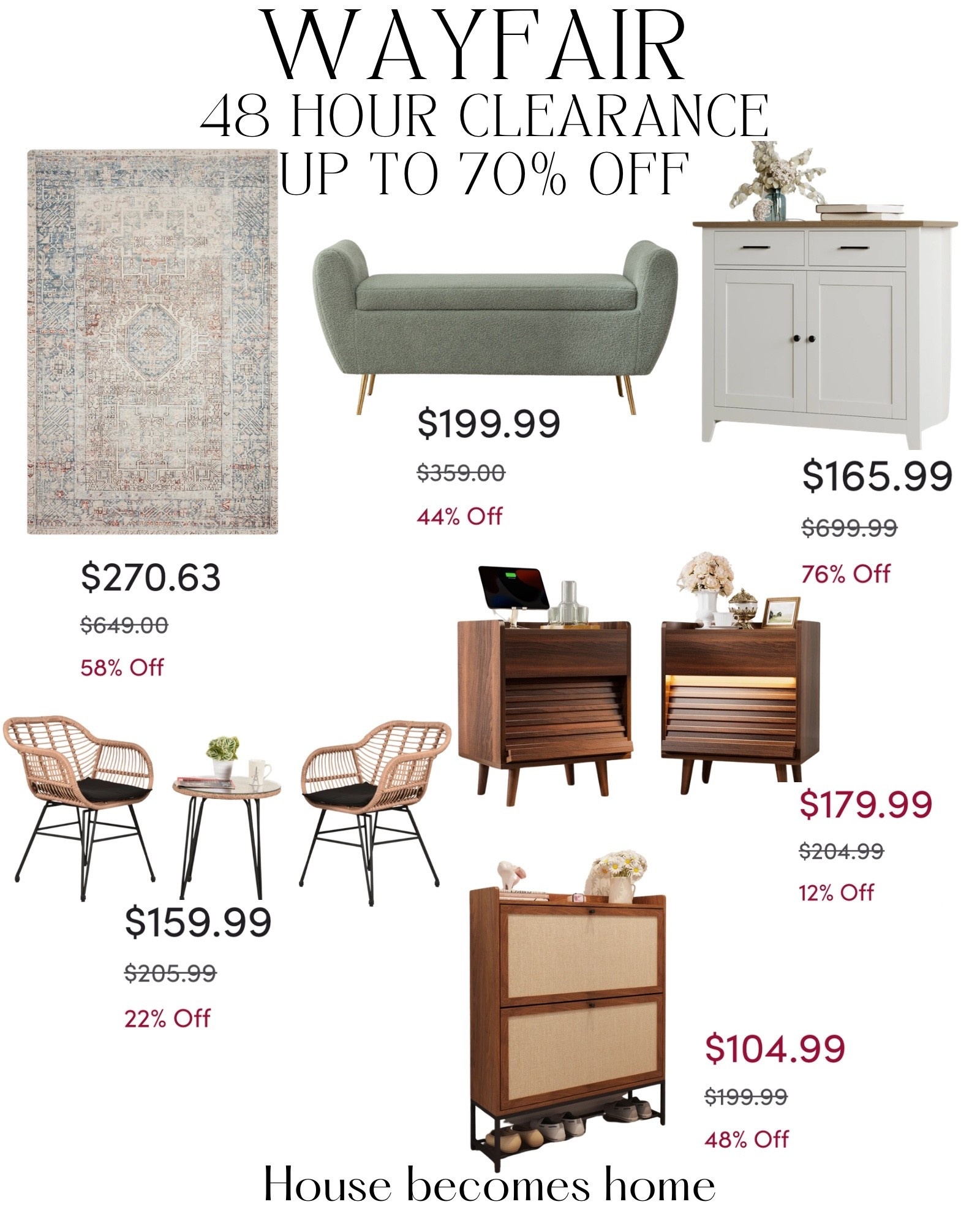 Wayfair 48 hour clearance! Up to 70% off

#LTKSaleAlert #LTKHome #LTKSeasonal