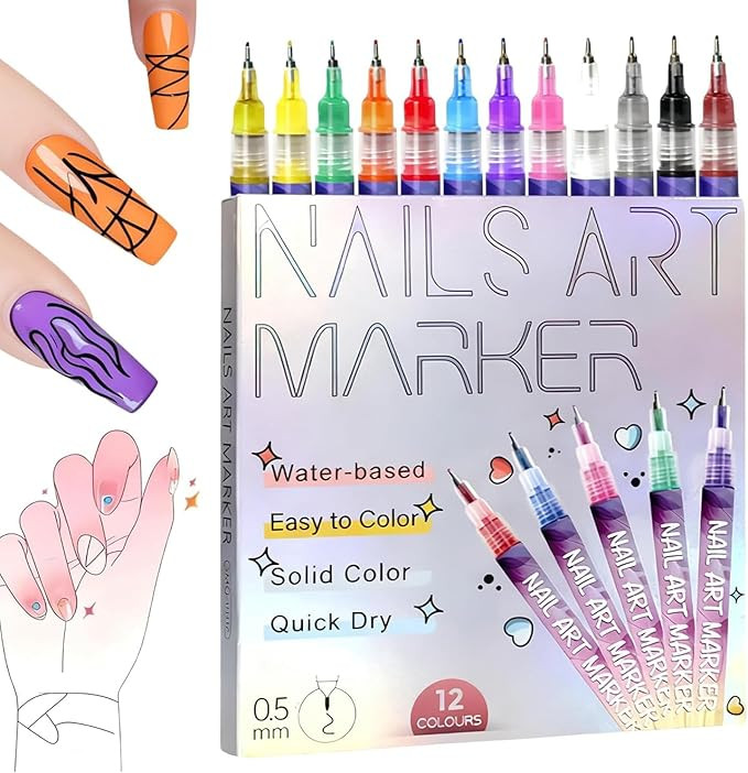 12 Colors Nail Art Pens Set, 2025 New Nail Art Markers for Gel Nails, DIY Nail Art Marker Drawing... | Amazon (US)