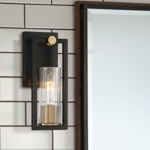 Stiffel Ramos 11 1/2" High Black and Brass Wall Sconce - #193J0 | Lamps Plus | Lamps Plus