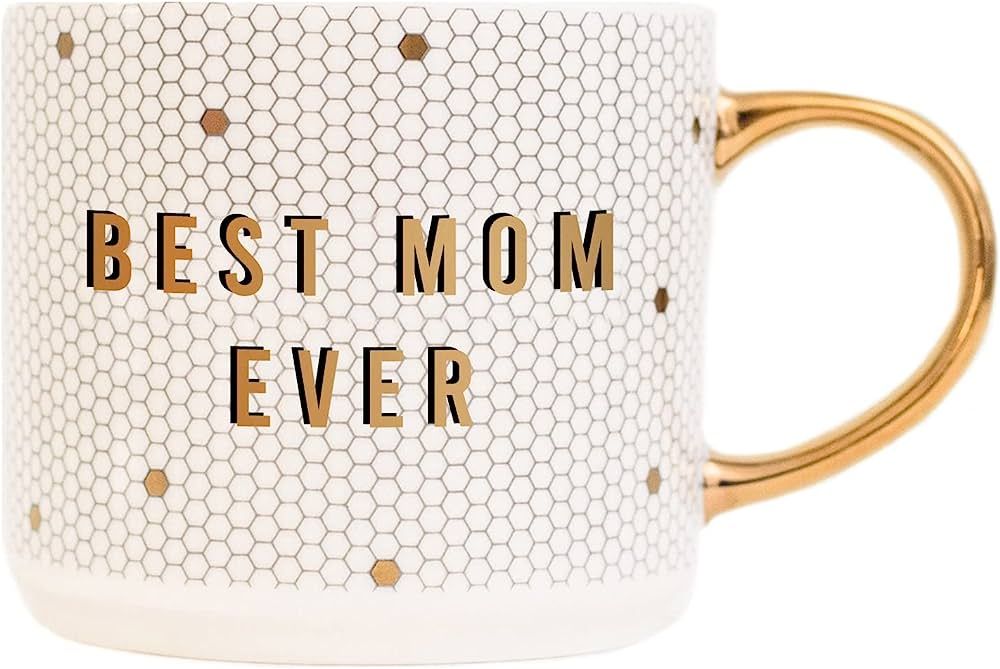 Sweet Water Decor Best Mom Ever Tile Coffee Mug - Novelty Coffee Mugs - 17oz Gold Handle Coffee C... | Amazon (US)