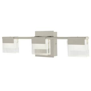 Home Decorators Collection VICINO 3-Light Brushed Nickel Integrated LED Bathroom Vanity Light Bar... | The Home Depot