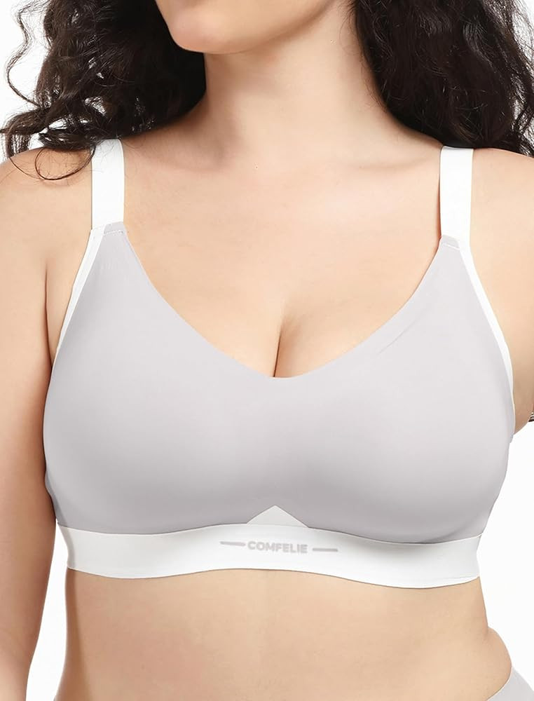 Seamless Wireless Bra for Busty Women No Underwire Lightly Lined Deep V T-Shirt Bralette Underarm... | Amazon (US)