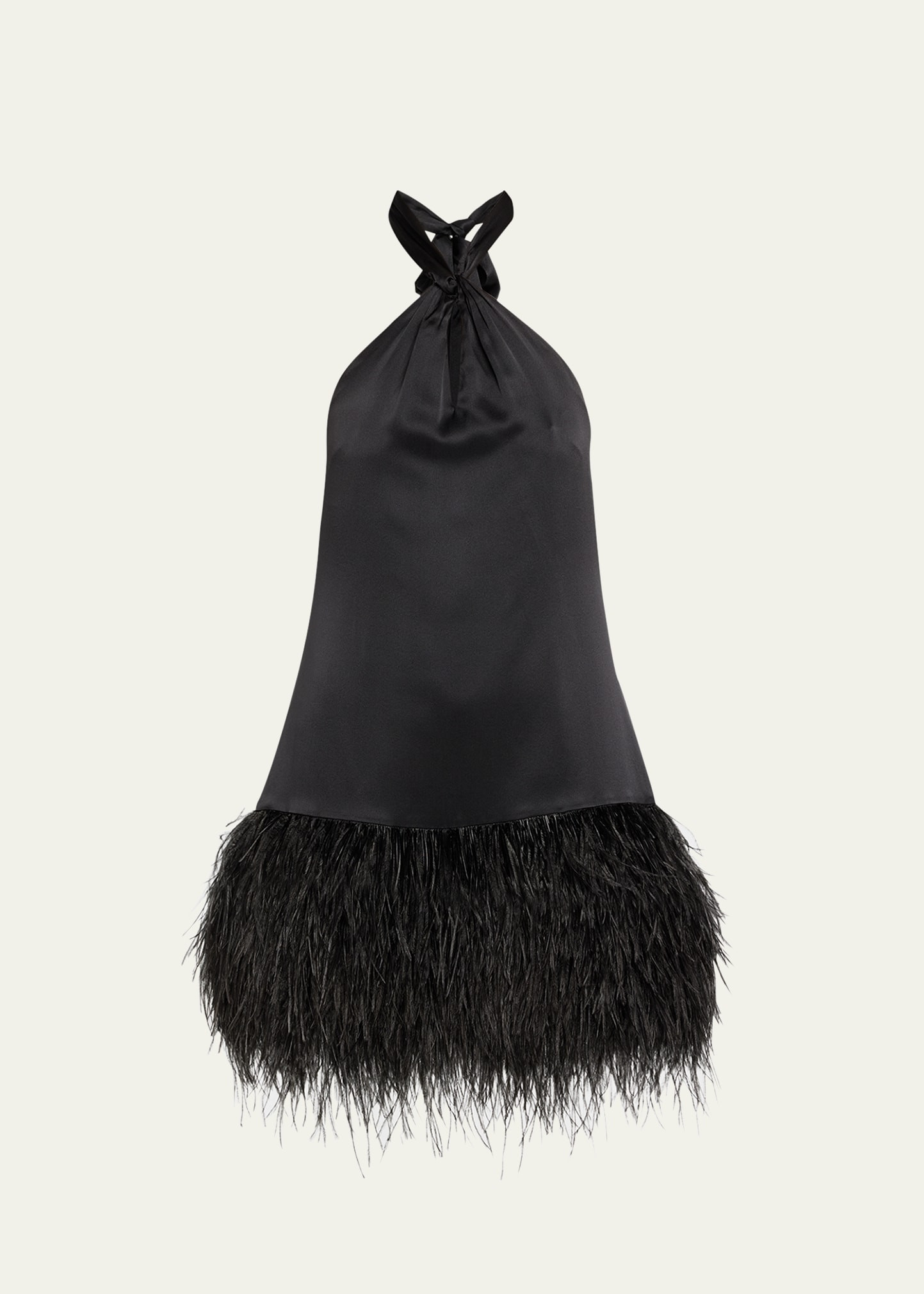 Cinq a Sept Barb Feathered Silk Mini Halter Dress | Bergdorf Goodman