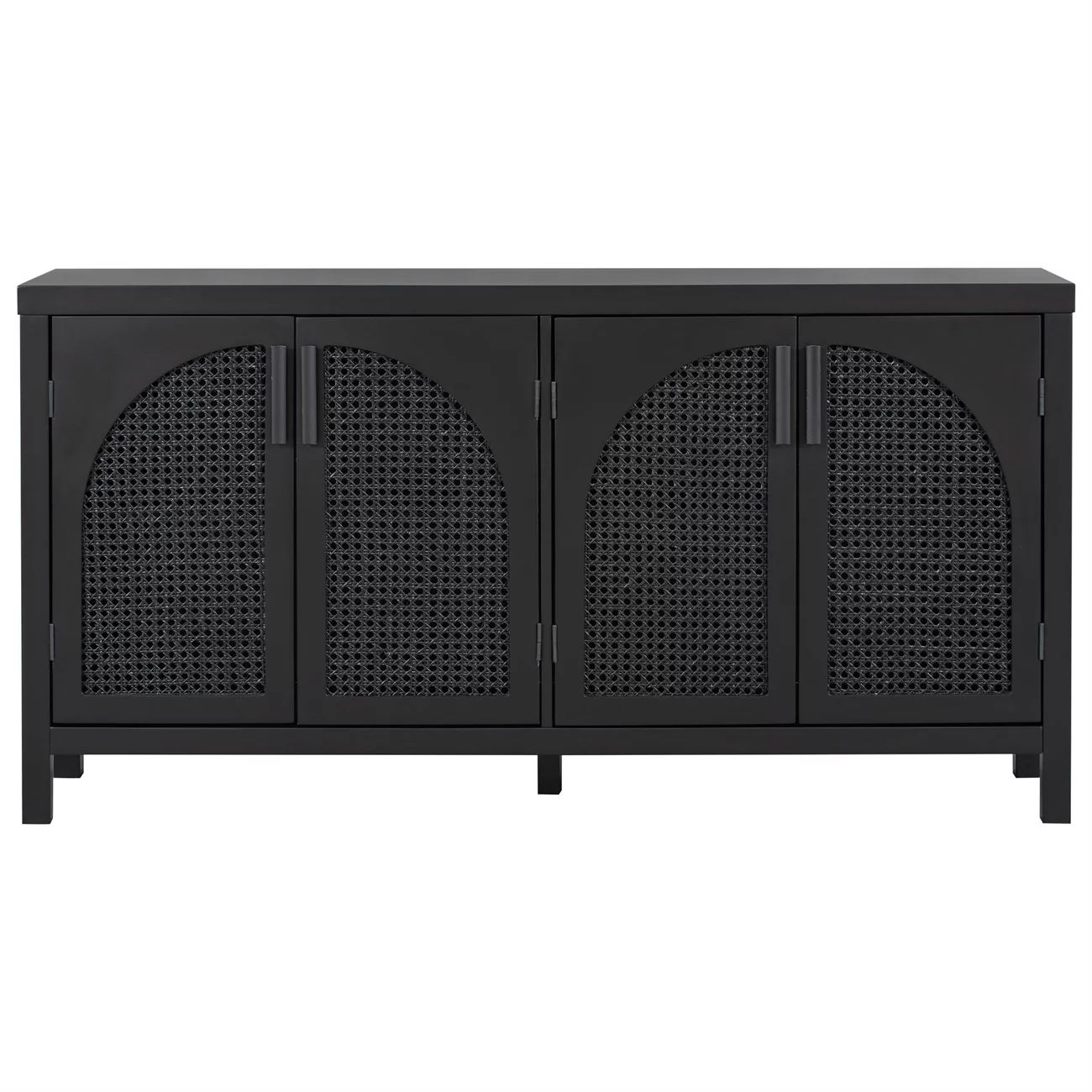 Sideboard Cabinets with Artificial Rattan Door, Metal Handles, Modern Freestanding Storage Cabine... | Walmart (US)