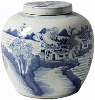 Amazon.com: Asian Traditional And Decorative Blue & White Ancestor Jar w/ Landscape Design: Home ... | Amazon (US)