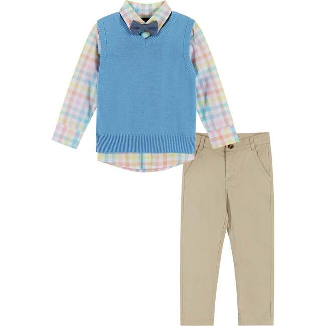 Easter Plaid Vest & Pant Set, Blue | Maisonette