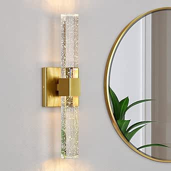 Bathroom Sconce Wall Lighting - Modern Gold Wall Sconce Crystal Wall Light 3000K LED Wall Mount L... | Amazon (US)