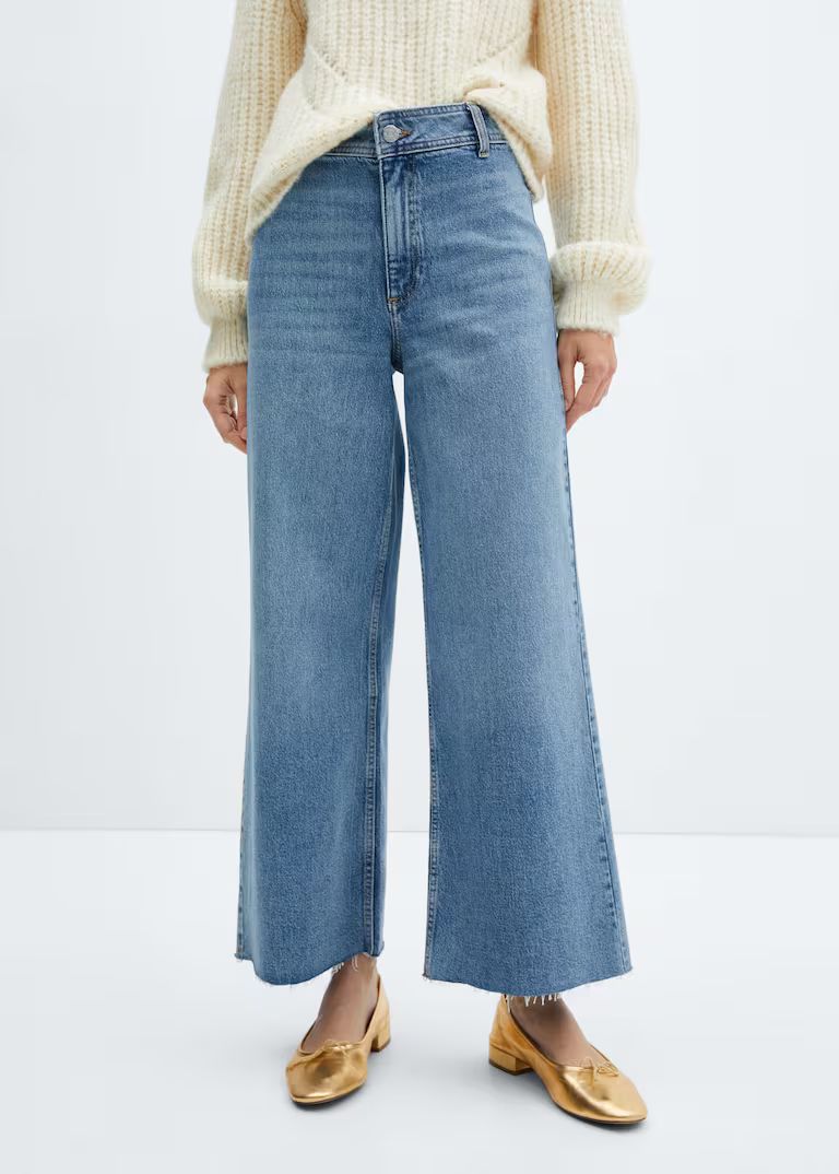 Jeans culotte high waist -  Women | Mango USA | MANGO (US)