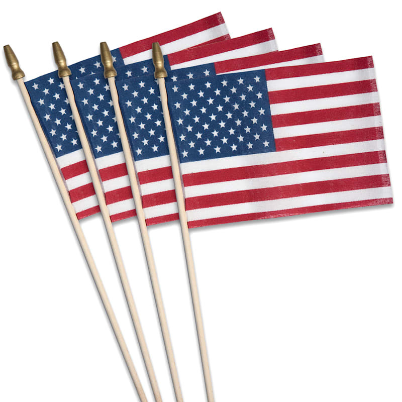 4-Pack Red White & Blue USA Stick Flags, 4x6 | At Home