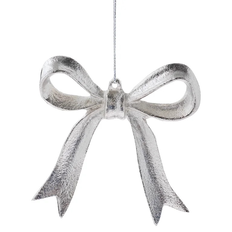 Silver Metal Bow Christmas Ornament, 4", by Holiday Time | Walmart (US)