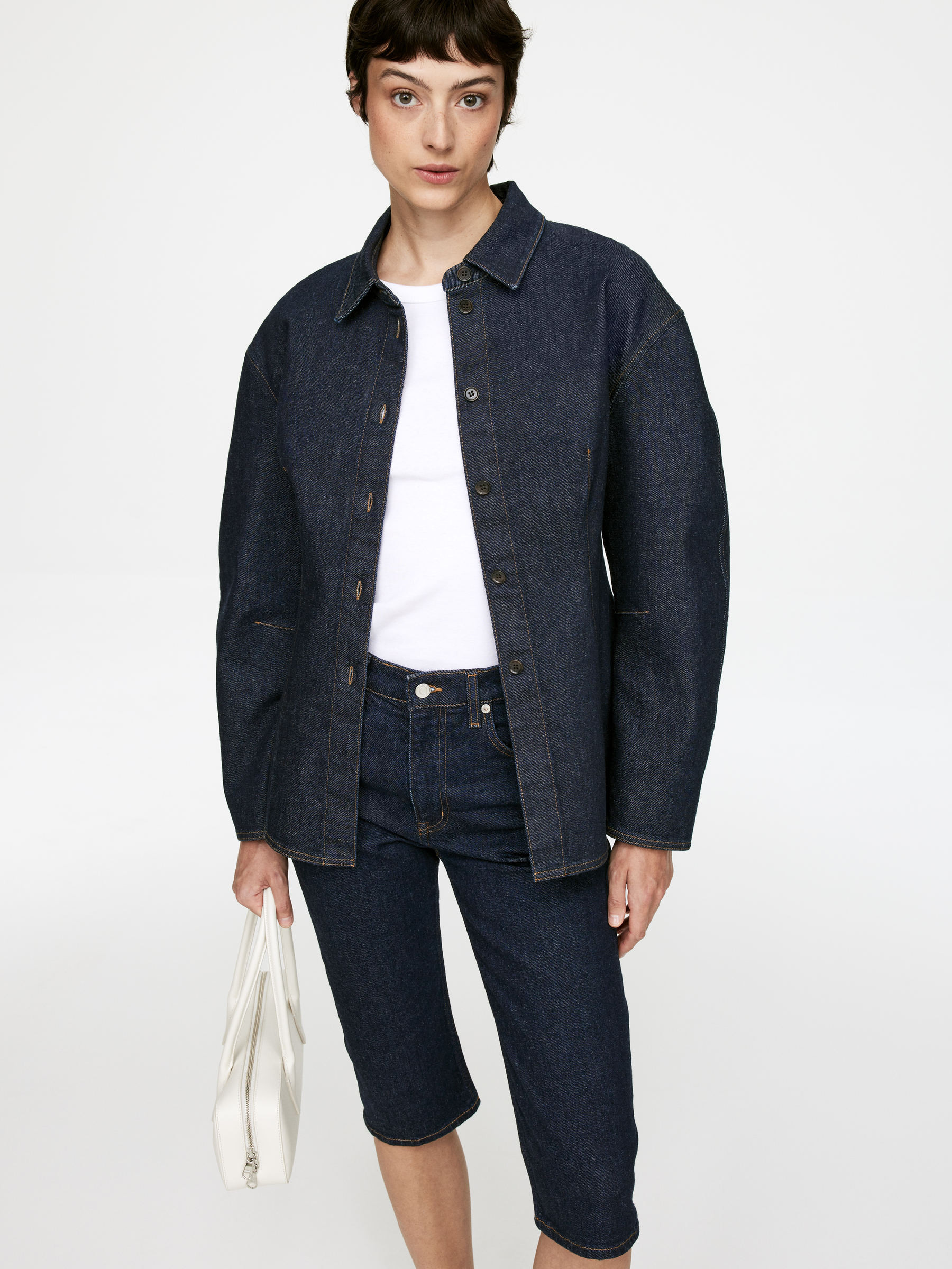 Fitted Denim Shirt – Dark Blue – Women – ARKET GB | Arket UK