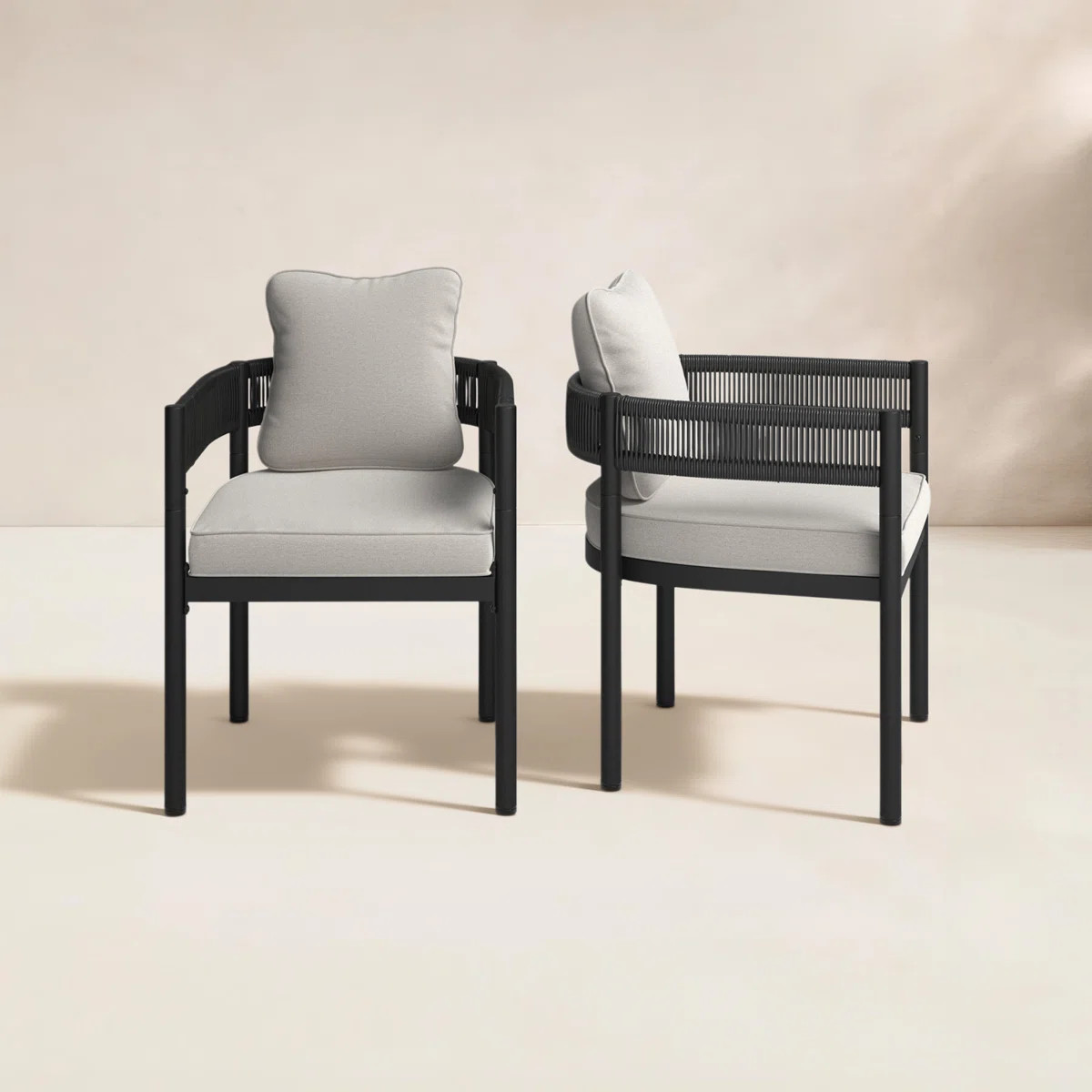 Alessandra 22.75" W Wicker and Steel 2-Piece Weather Resistant Dining Chair Set with Cushions (Se... | Wayfair North America