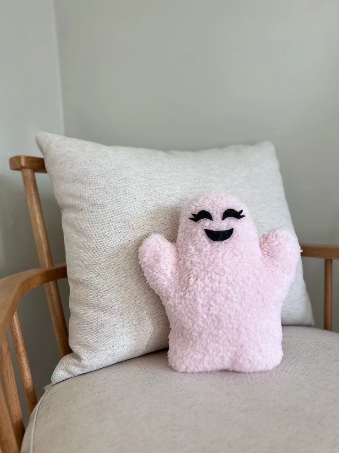 Pink Plush Sherpa Ghost Decor Pillow Fall Decor Pillow, Sherpa Decor, Decor Pillows - Etsy | Etsy (US)