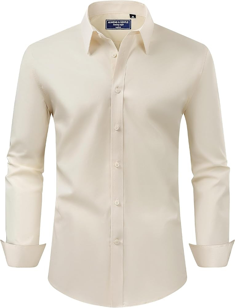 Alimens & Gentle Men's Dress Shirt Regular Fit Stretch Stain Shield Long Sleeve Solid Business We... | Amazon (US)