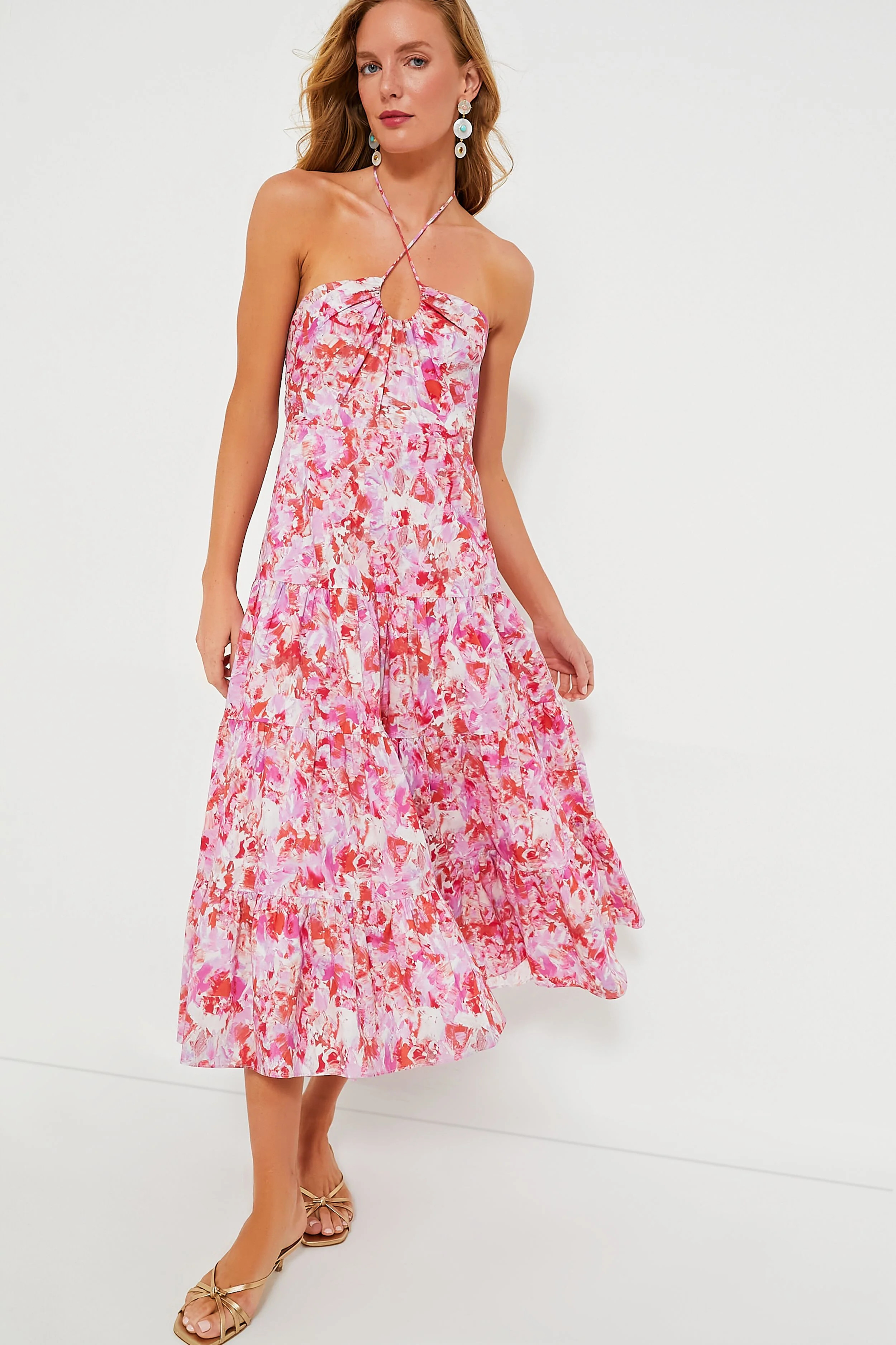 Fuschia Brushstrokes Aurora Midi Dress | Tuckernuck (US)