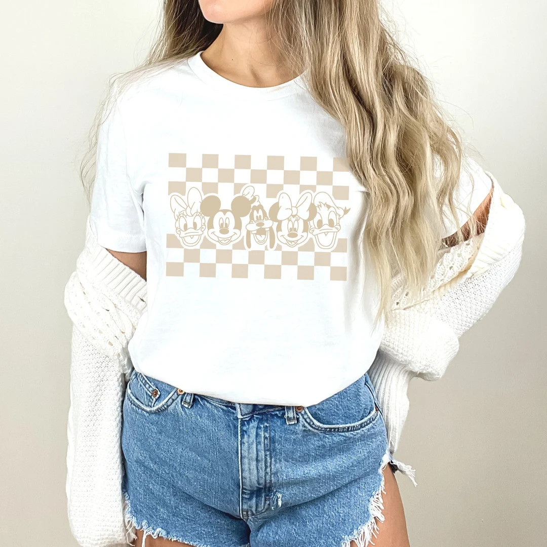 Mickey and Friends Checkered Retro, Disney World Shirt, Disney Land, Unisex Jersey Short Sleeve T... | Etsy (US)