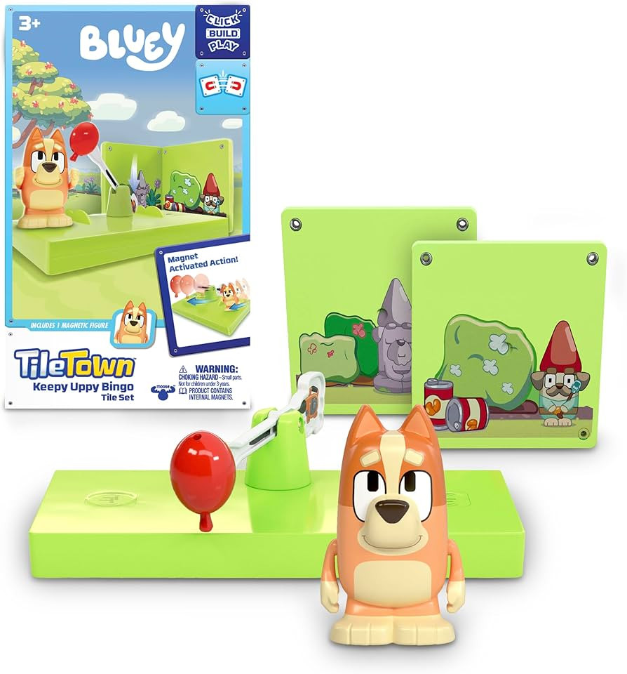 Tile Town Bluey Keepy Uppy Bingo 6-Piece Magnetic Tile Playset, Interactive STEM Magnetic Tiles T... | Amazon (US)