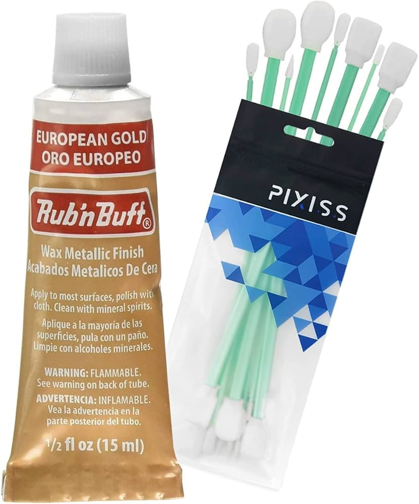 Rub n Buff Wax Metallic European Gold, Rub and Buff Finish, 0.5-Fluid Ounce, Pixiss Blending and ... | Amazon (US)