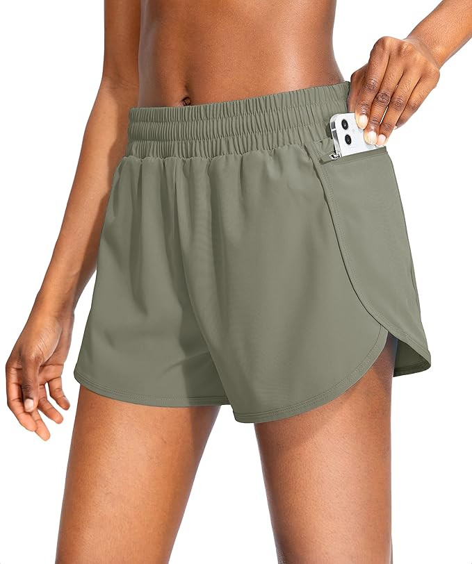Soothfeel Womens Running Shorts with Zipper Pockets 3"/5" High Waisted Athletic Gym Workout Short... | Amazon (US)