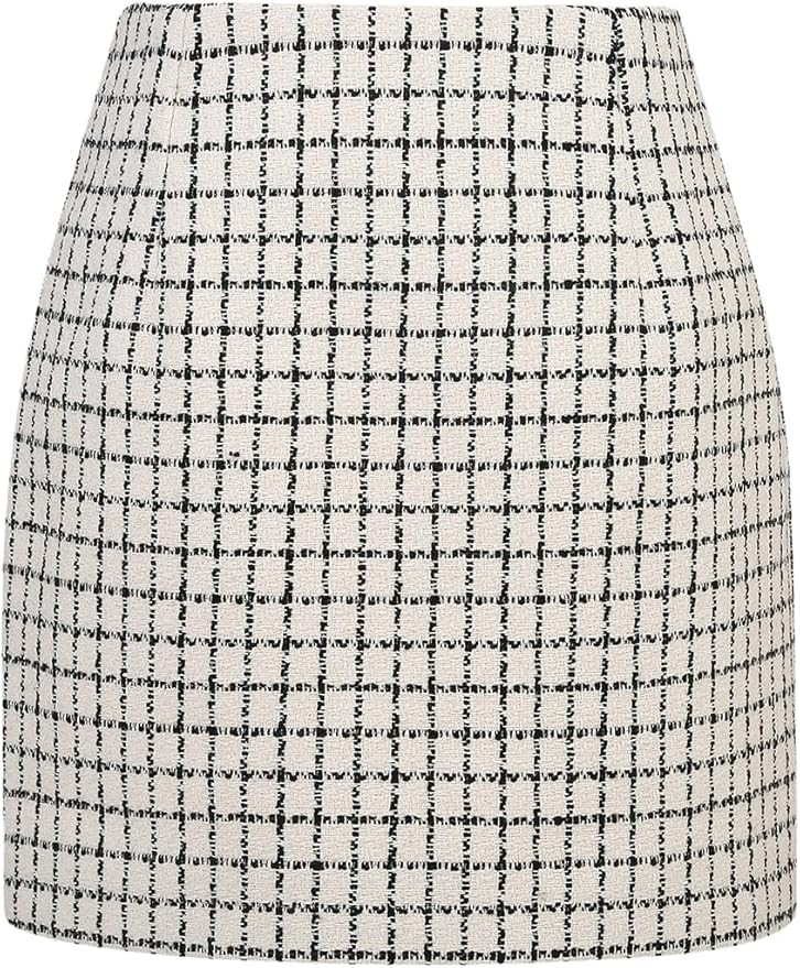 IDEALSANXUN Womens High Waist Plaid Skirt Bodycon Pencil Wool Mini Skirts | Amazon (US)
