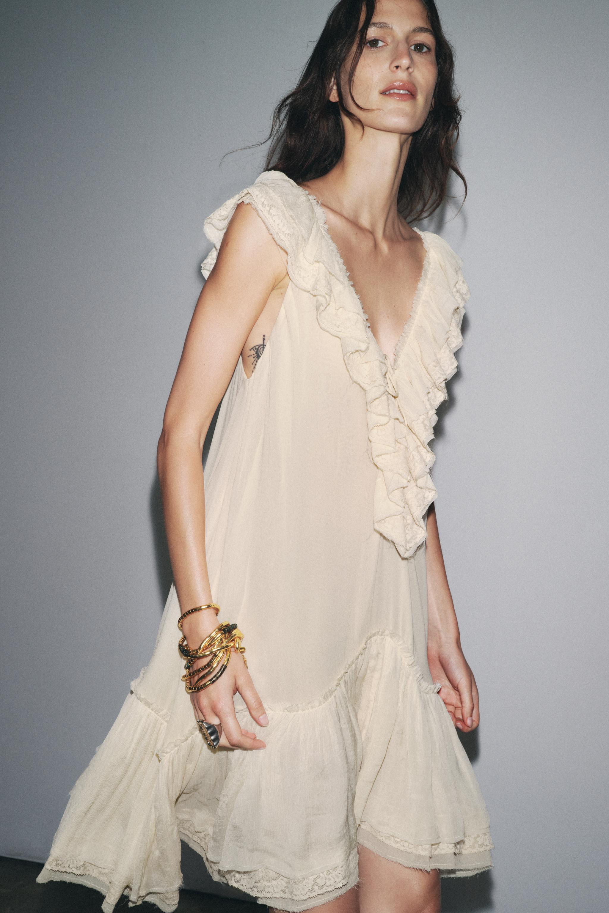 ZW COLLECTION LACE RUFFLE DRESS | Zara UK