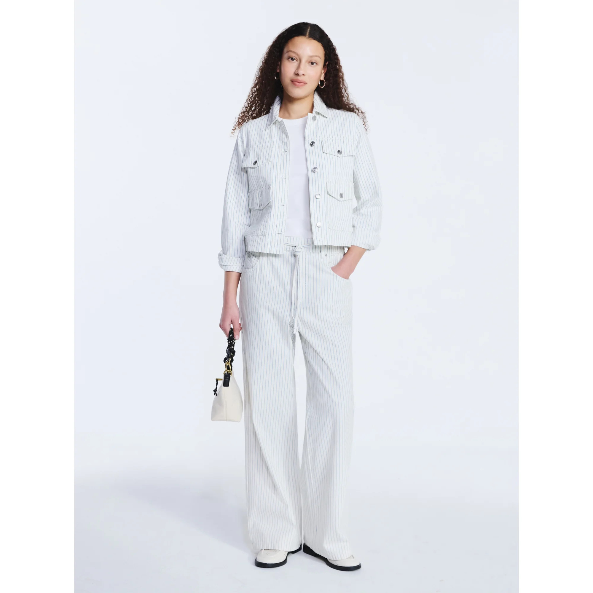 Free Assembly Women's Striped Denim Jacket, Sizes XS-XXL | Walmart (US)