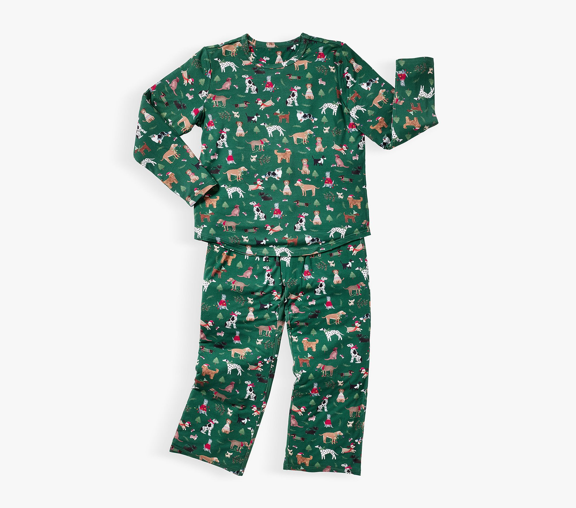 Holiday Dogs Bamboo Viscose Adult Relaxed Fit Crew Pajama Set | Pottery Barn Kids
