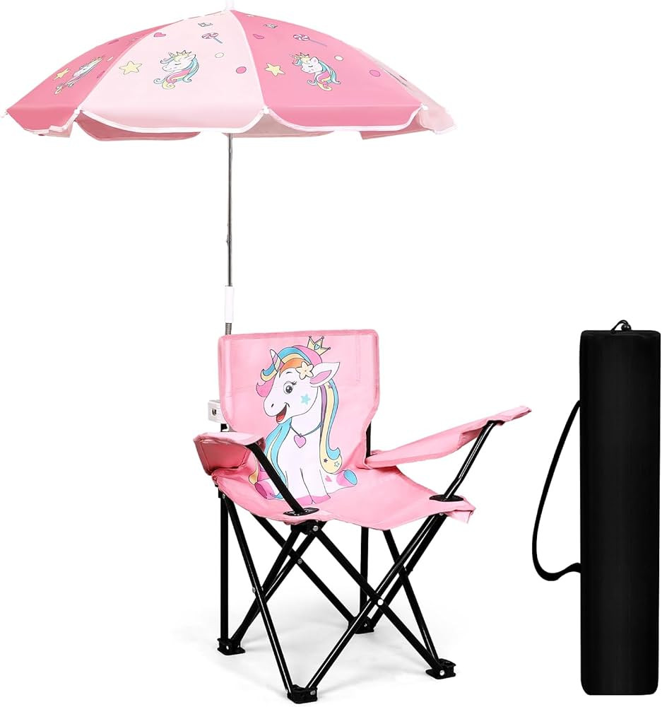 Outdoor Toddler Camping Chair with Umbrella Foldable Beach Chairs for Kids Waterproof Lawn Kids F... | Amazon (US)