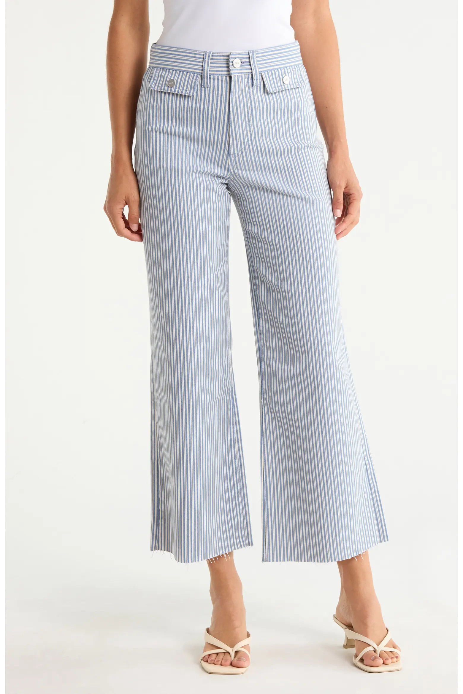 Anessa High Waist Button Pocket Raw Hem Ankle Flare Jeans (Women) | Nordstrom | Nordstrom