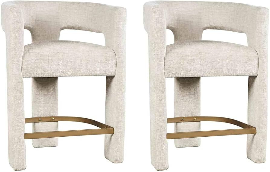 Jofran Gwen Natural Upholstered Counter Stool with Arms \u2013 Versatile Barstools \u2013 Stylish... | Amazon (US)