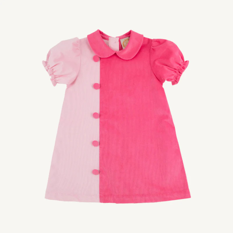 Short Sleeve Blaire Button Dress - Palm Beach Pink & Romany Rose Cordu | The Beaufort Bonnet Company