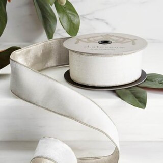 Winter White Velvet Ribbon with Platinum Back | Frontgate