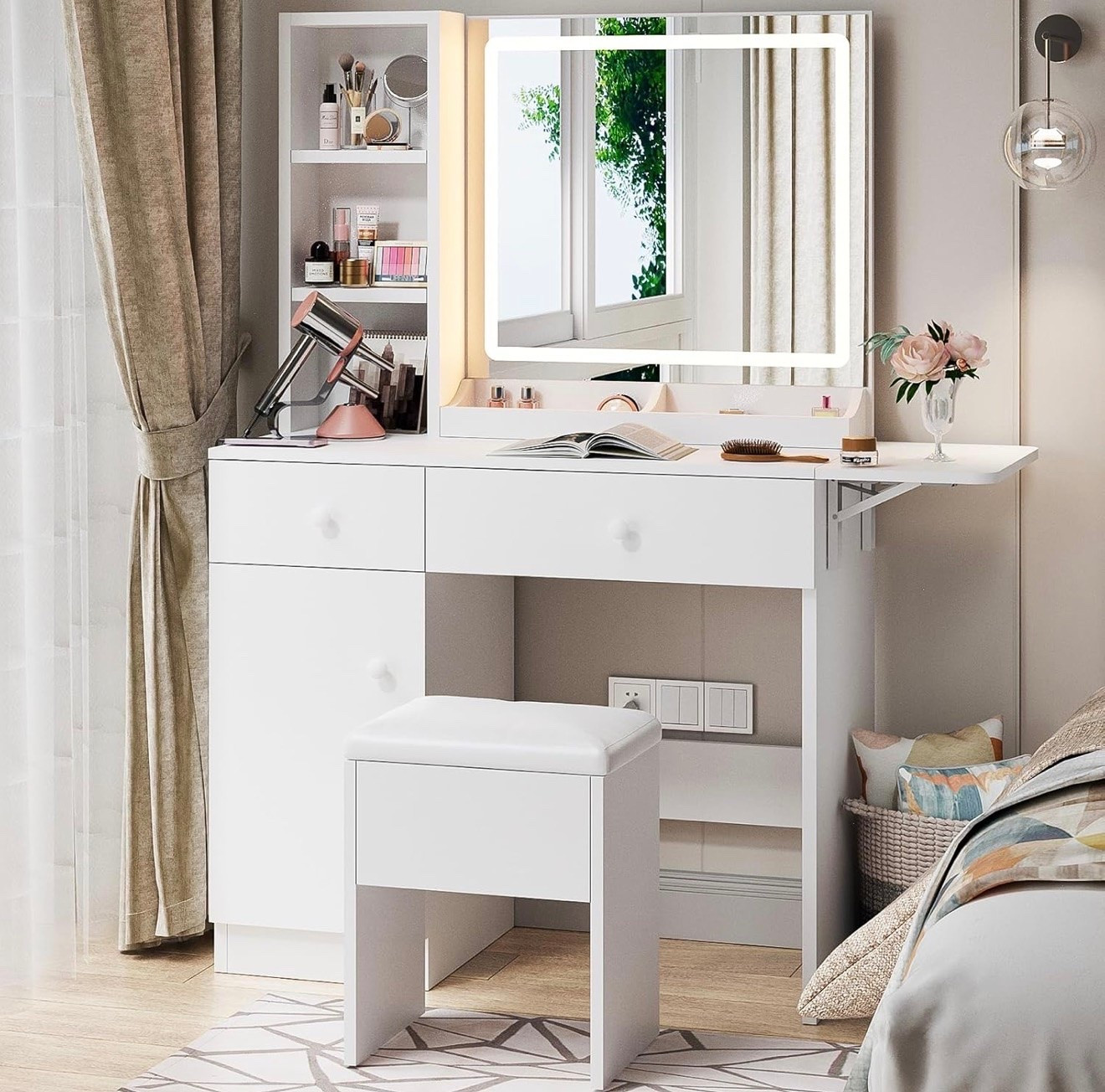 Lighted Vanity Mirror Desk