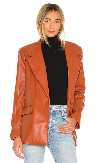 Downtown Vegan Leather Blazer en Black | Revolve Clothing (Global)