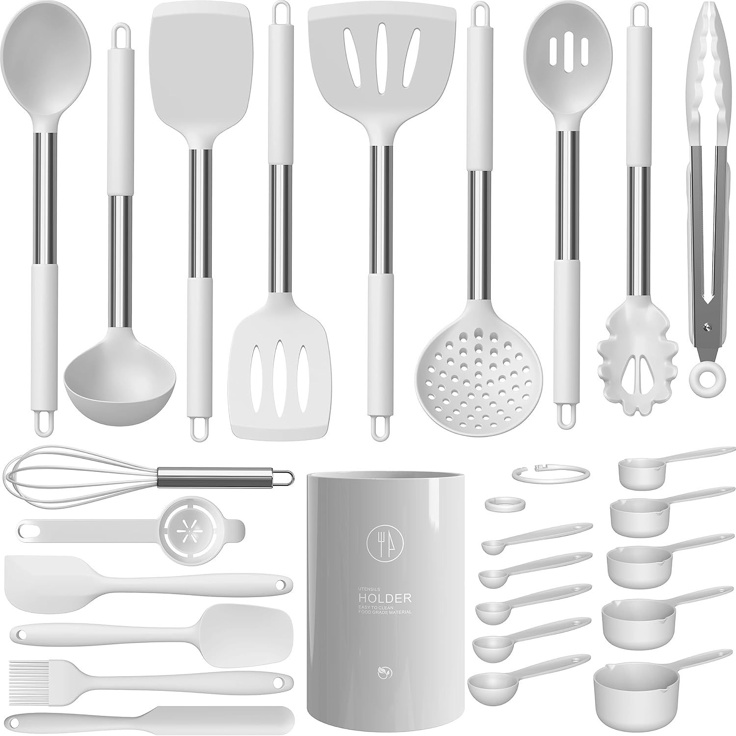 Large Silicone Cooking Utensils Set - Heat Resistant Kitchen Utensils Sets,Spatula,Spoon,Turner T... | Amazon (US)