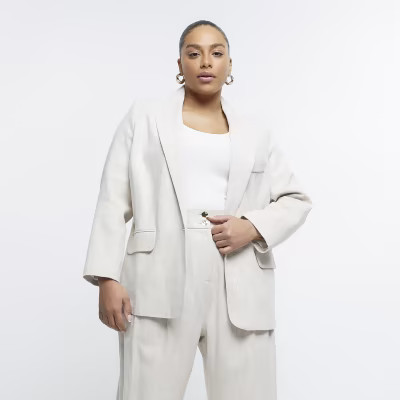 Plus beige dad blazer | River Island (UK & IE)