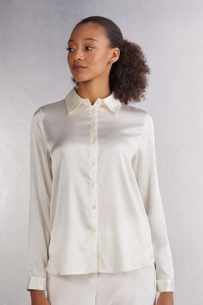 Intimissimi Silk Shirt Woman Ivory Size S | Intimissimi (US)