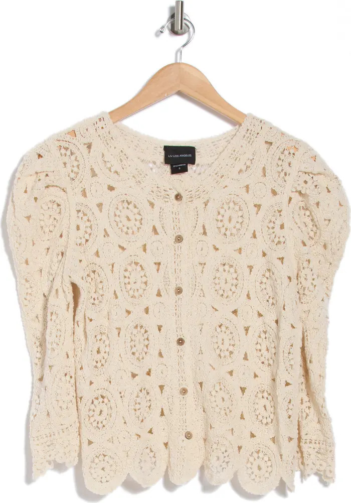 Forgotten Grace Crochet Button Front Cardigan | Nordstromrack | Nordstrom Rack