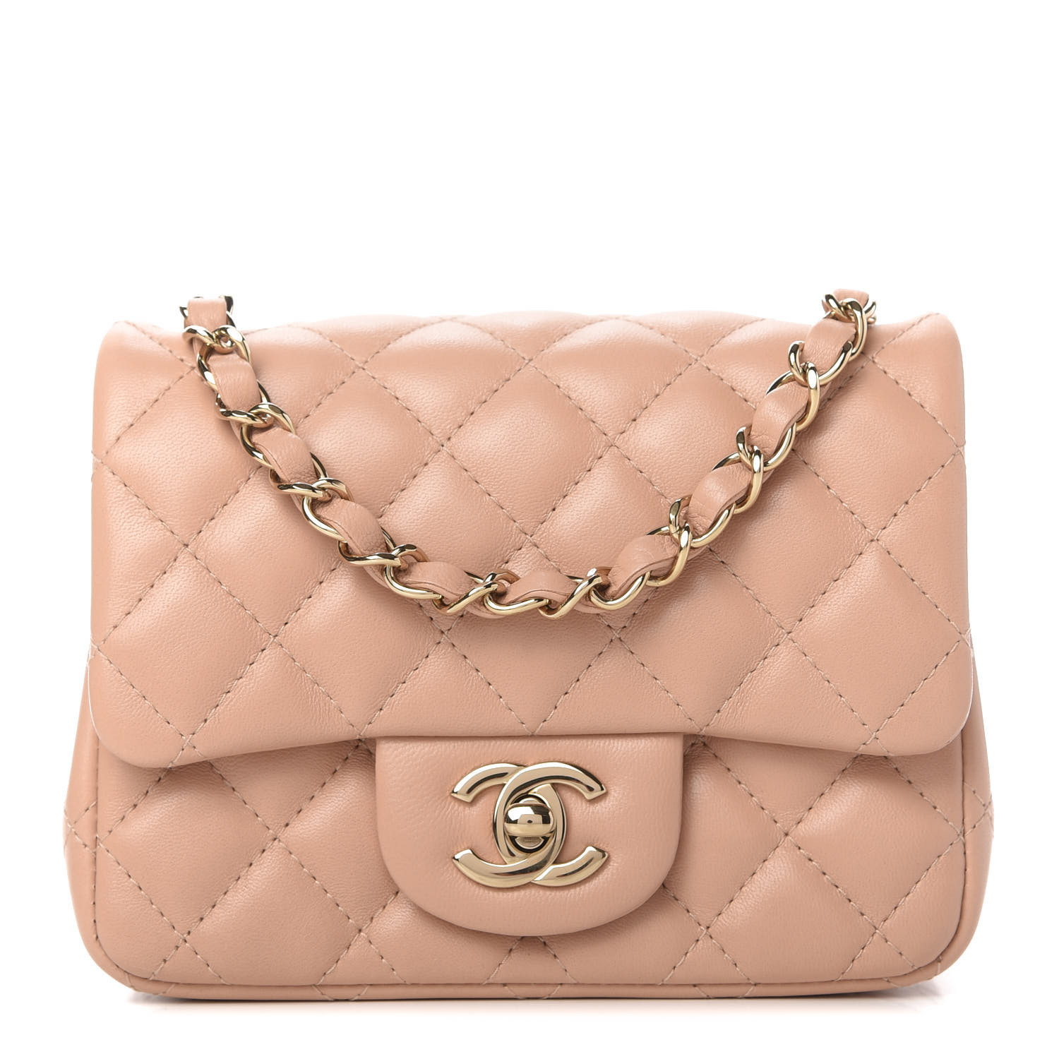 CHANEL Lambskin Quilted Mini Square Flap Beige | FASHIONPHILE | Fashionphile