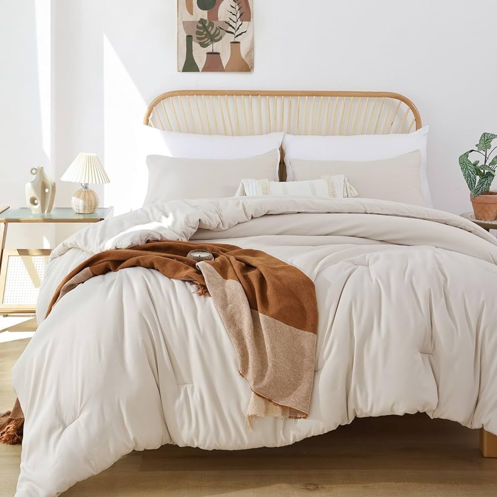 ROSGONIA King Size Comforter Set Beige, 3pcs Beige Comforter Set King(1 Boho Comforter & 2 Pillow... | Amazon (US)