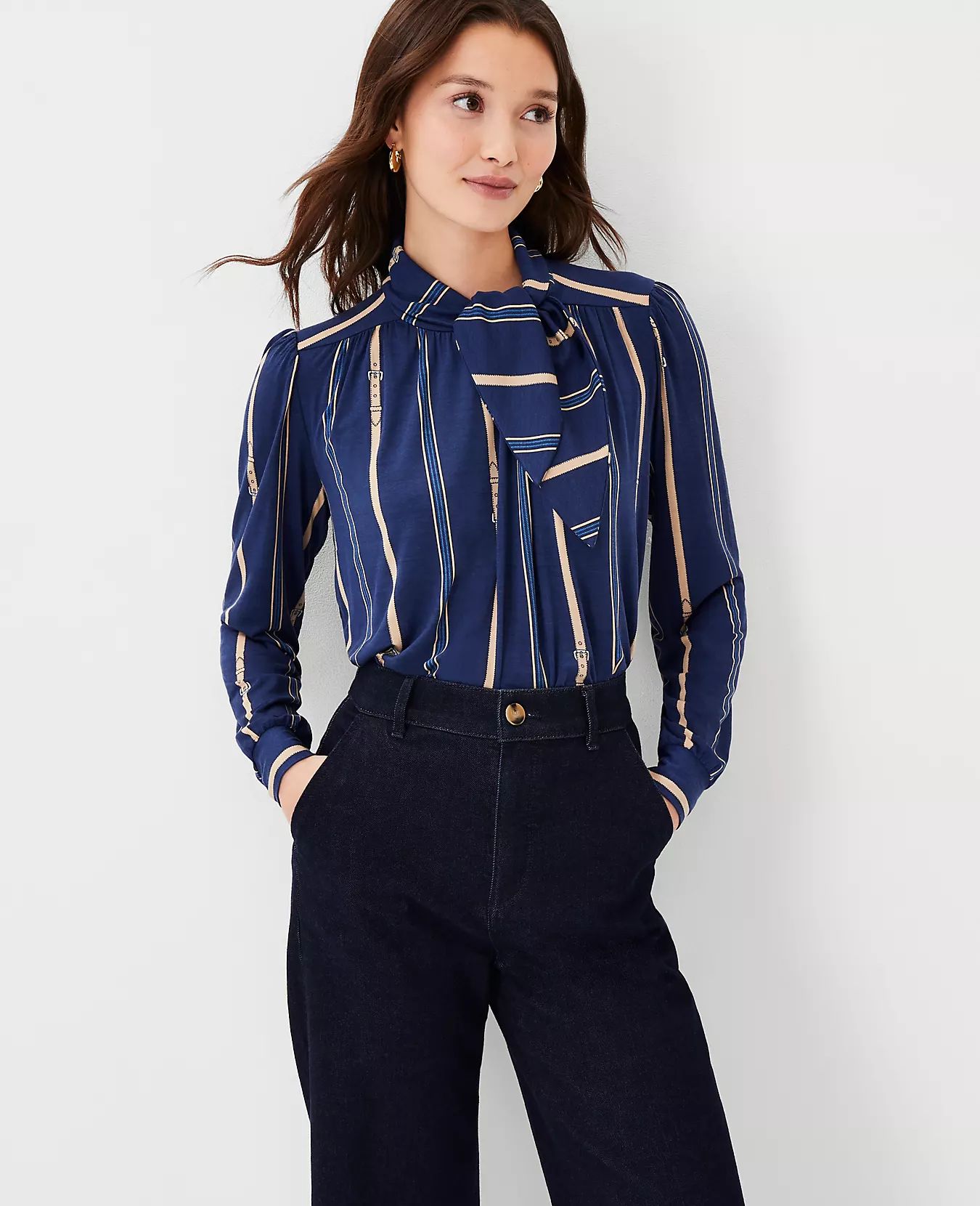 Striped Tie Neck Top | Ann Taylor (US)