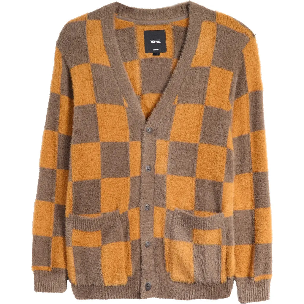 Vans Canfield Checkerboard Cardigan in Bungee Cord/Brown Sugar at Nordstrom, Size Medium | Nordstrom