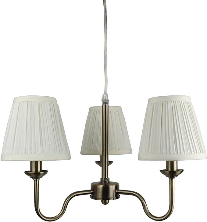 Urbanest Portable Shire 3-Light Chandelier with Eggshell Mushroom Pleated Shades, Antique Brass F... | Amazon (US)