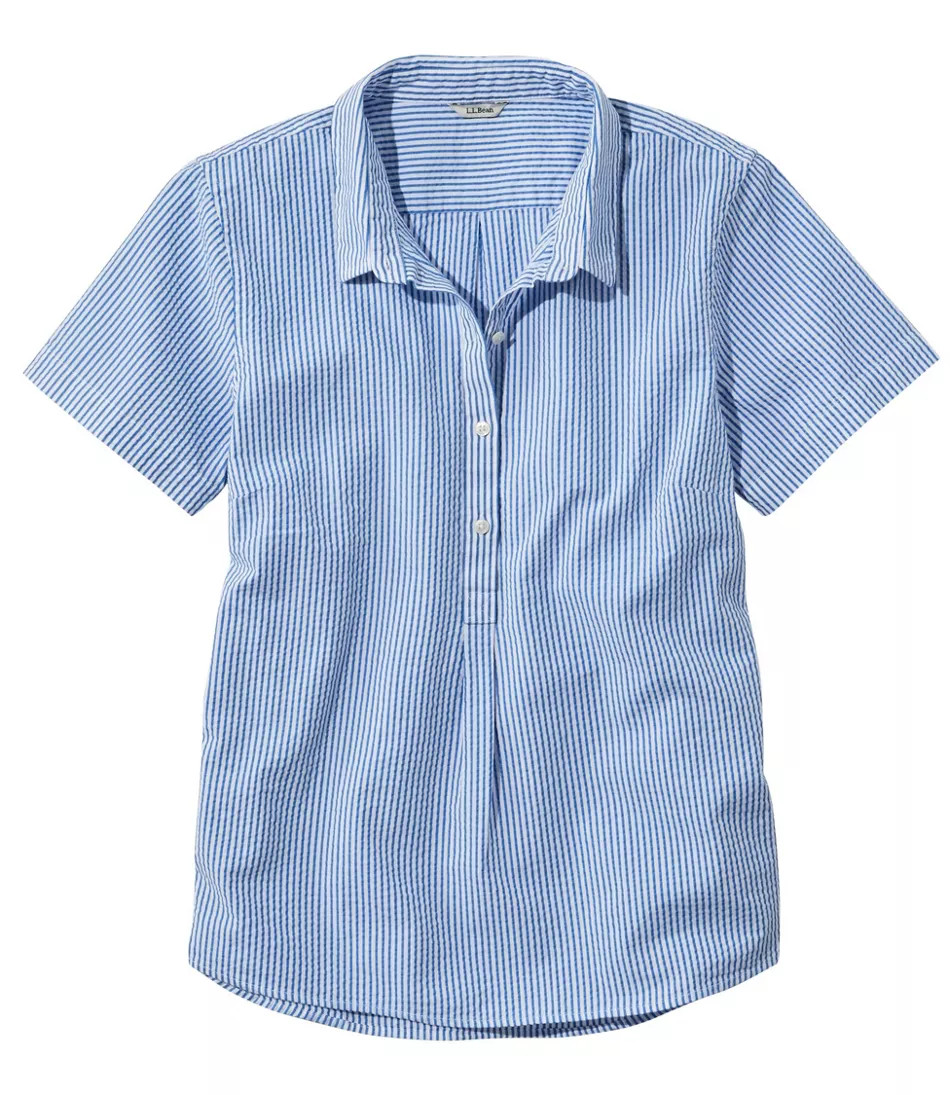 Women's Vacationland Seersucker Shirt, Short-Sleeve Popover Stripe | L.L. Bean